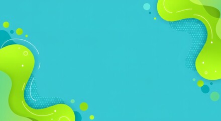 Obraz premium Abstract Green and Teal Fluid Shapes Background Design Modern Style Summer Vibe