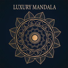 Logo icon ornamental mandala design in gold color. vector illustration