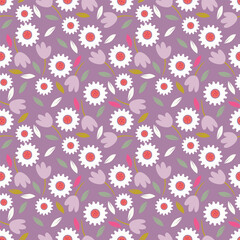 Cute hand drawn floral seamless pattern background
