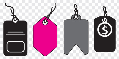 Blank paper label set realistic tag icon. Colorful price tag different shapes. Vector vintage label template. Variety design. 