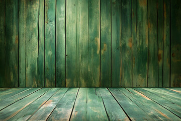 Fototapeta premium Rustic Green Wooden Plank Background for Creative Designs