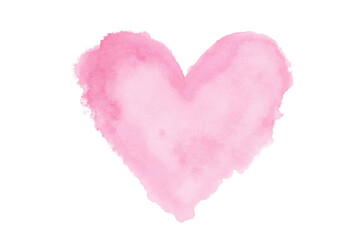 A flat, hand-drawn pink heart with textured watercolor effects.
