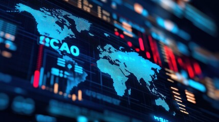 Global Data Visualization:  World Map with Real-time Information and  ICAO Acronym Displayed