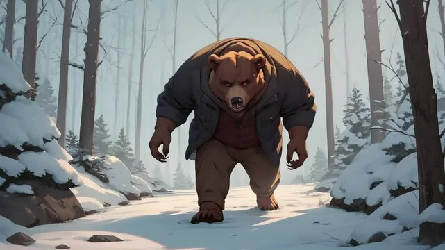 겨울 사냥 나선다곰