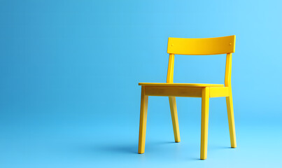 Minimalist Yellow Chair on Light Blue Background