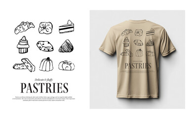 Pastries print for clothing