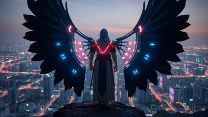 a person with mechanical wings