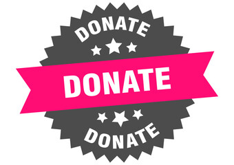 donate. donate round pink label isolated on transparent background