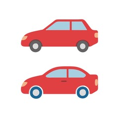 Obraz premium 2 different red cars on the white background.