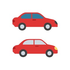 Fototapeta premium 2 different red cars on the white background.