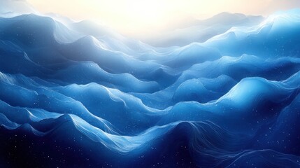 Serene ocean waves under a soft sunrise, creating a tranquil atmosphere with gentle ripples