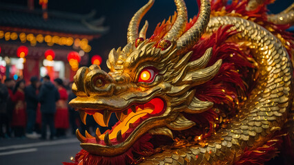 Fototapeta premium Golden dragon in oriental style
