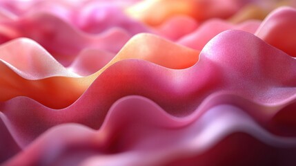 Colorful abstract waves of fabric undulating softly, creating a serene atmosphere with gentle gradients