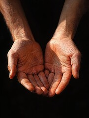 hands open palms pray deeply seeking help god christian