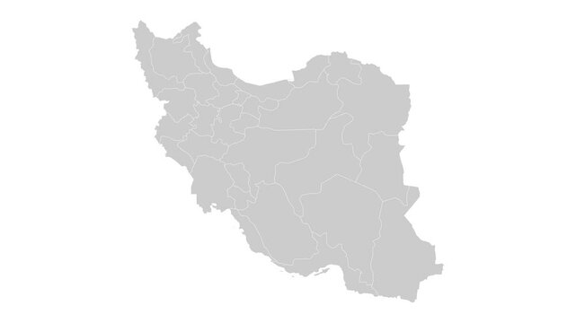 Iran map animation. Animation of Connecting all areas into a complete map of Iran with borders in the background with an alpha channel. Motion design.