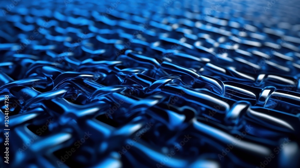 Poster abstract blue chain background blockchain technology data connection concept rendering of 3d, square