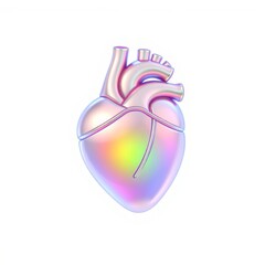 Iridescent heart graphic on white background