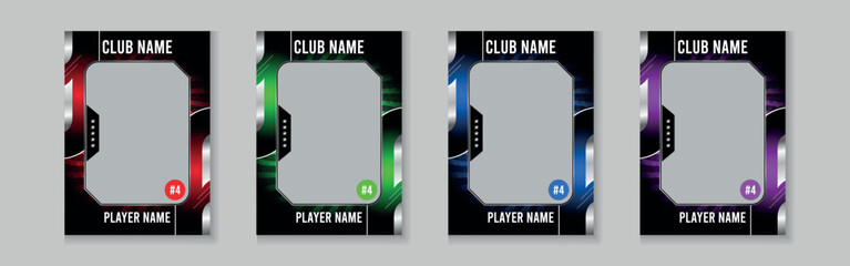 Trading card template design for sports, picture frame for player performance, photo frame or border collection for hockey, basketball and football player, sports flyer design, template eps 10.