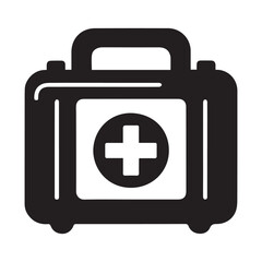 Hospital and medical health care First Aid Kit icon silhouette vector illustration