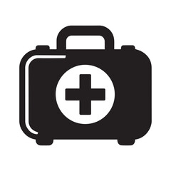 Hospital and medical health care First Aid Kit icon silhouette vector illustration