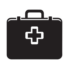Hospital and medical health care First Aid Kit icon silhouette vector illustration
