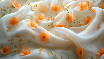 Delicate Orange Blossoms on Creamy Silk