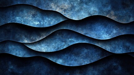 Abstract blue waves texture with layered design, creating a serene atmosphere for backgrounds