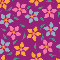Obraz premium Cute hand drawn floral seamless pattern background