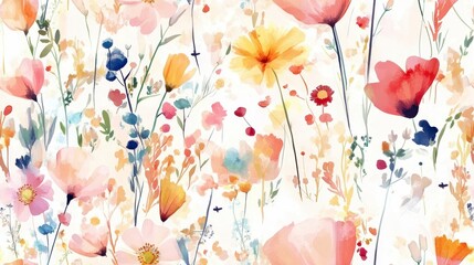 Delicate Wildflower Seamless Pattern, intricate floral design, soft muted colors, perfect for textiles and wallpapers, elegant and calming aesthetic