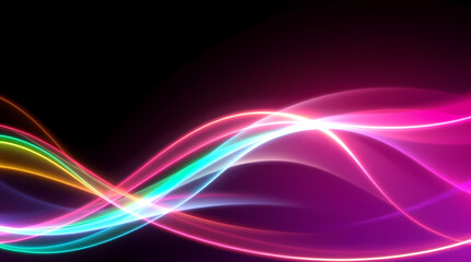 Naklejka premium High Contrast Neon Streaks and Abstract Glowing Waves