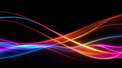 Flowing Light Streaks Neon Vibrant Energy and Abstract Waves