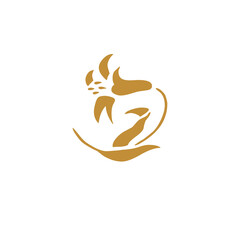 A sleek golden logo representing a company that specializes in innovative product design and manufacturing
