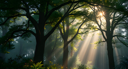 Naklejka premium morning in the forest