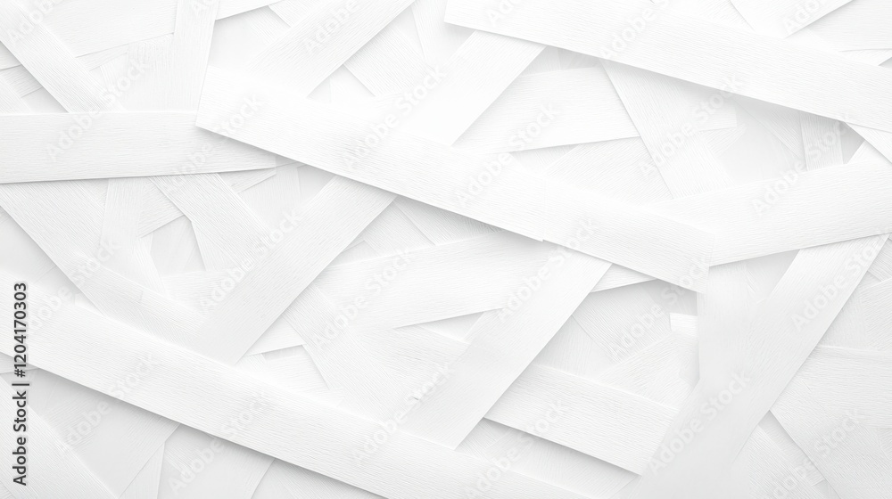 Wall mural abstract paper cutout with intersecting lines in soft white tones