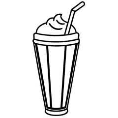 Minimalist Milkshake Line Art Illustration