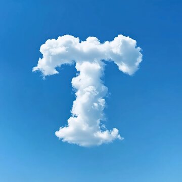 The Letter "T" Formed by a Cloud Against a Vibrant Blue Background