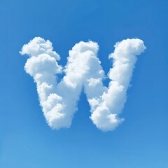The Letter "W" Formed by a Cloud Against a Vibrant Blue Background