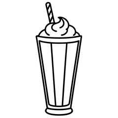 Minimalist Milkshake Line Art Illustration