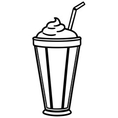 Minimalist Milkshake Line Art Illustration