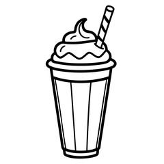 Minimalist Milkshake Line Art Illustration