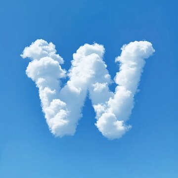 The Letter "W" Formed by a Cloud Against a Vibrant Blue Background