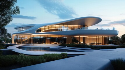 Fototapeta premium The sleek and modern design of a business headquarters
