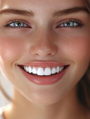 A beautiful model woman smiling with clean teeth.