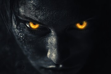 Dark Creature Glowing Eyes Intense Gaze Evil Presence