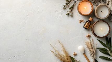 Create a relaxing atmosphere with natural candles and oils home decor ideas interior design calm environment top view wellness