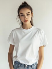Obraz premium White T Shirt Mockup, Front and Back View
