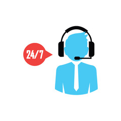 support service with user icon. concept of telemarketing  secretary  live feedback  consultation  consultant. isolated on white background. flat style