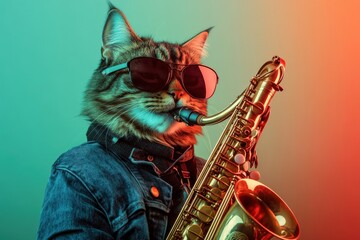 Cool Cat Playing Saxophone