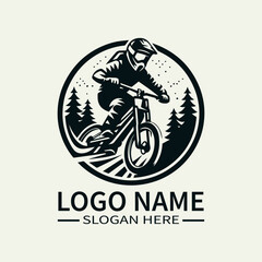 Downhill Mountain Biker Logo Design, Extreme Sports Logo, Mountain Biking Logo, Adventure Sports Logo, Speed and Adrenaline Logo