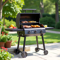 Barbecue Grill In The Open Air. Summer Holidays on white background